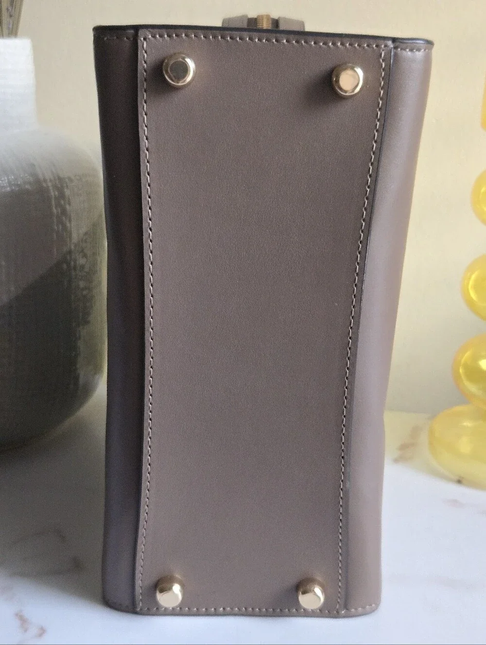 Like New Coach Andrea Dark Stone Carryall Satchel Bag Without Strap